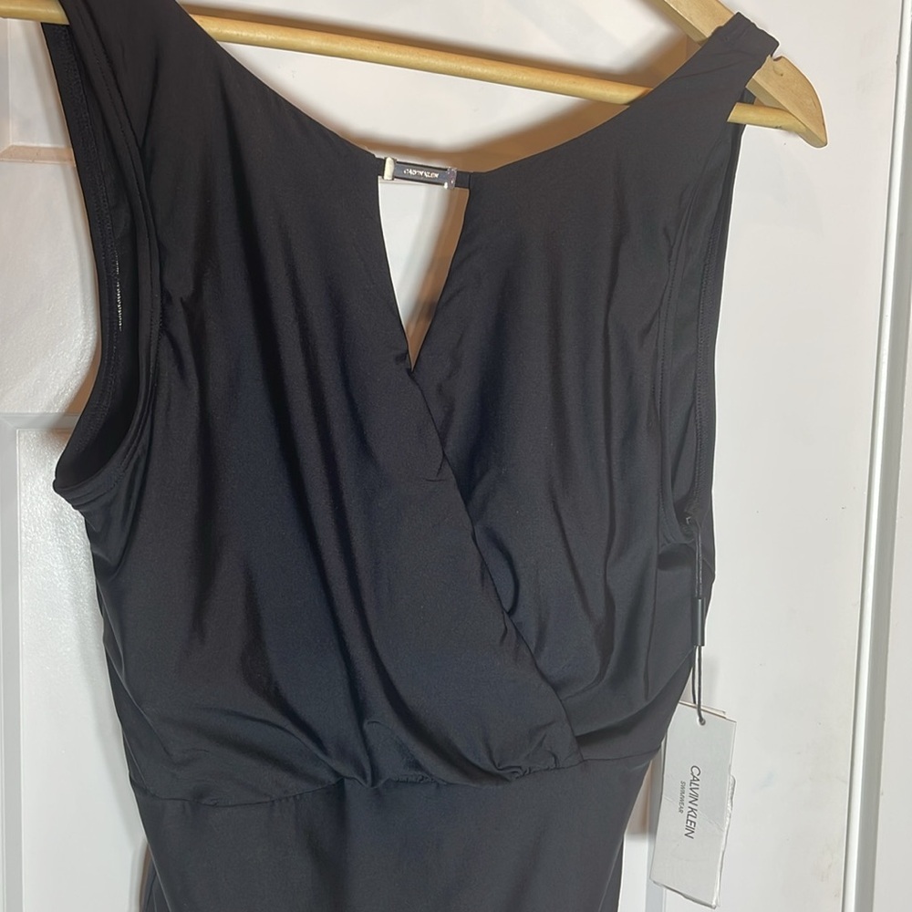 Calvin Klein Black One Piece Swimsuit with Plunging V-Neckline - Picture 4 of 6